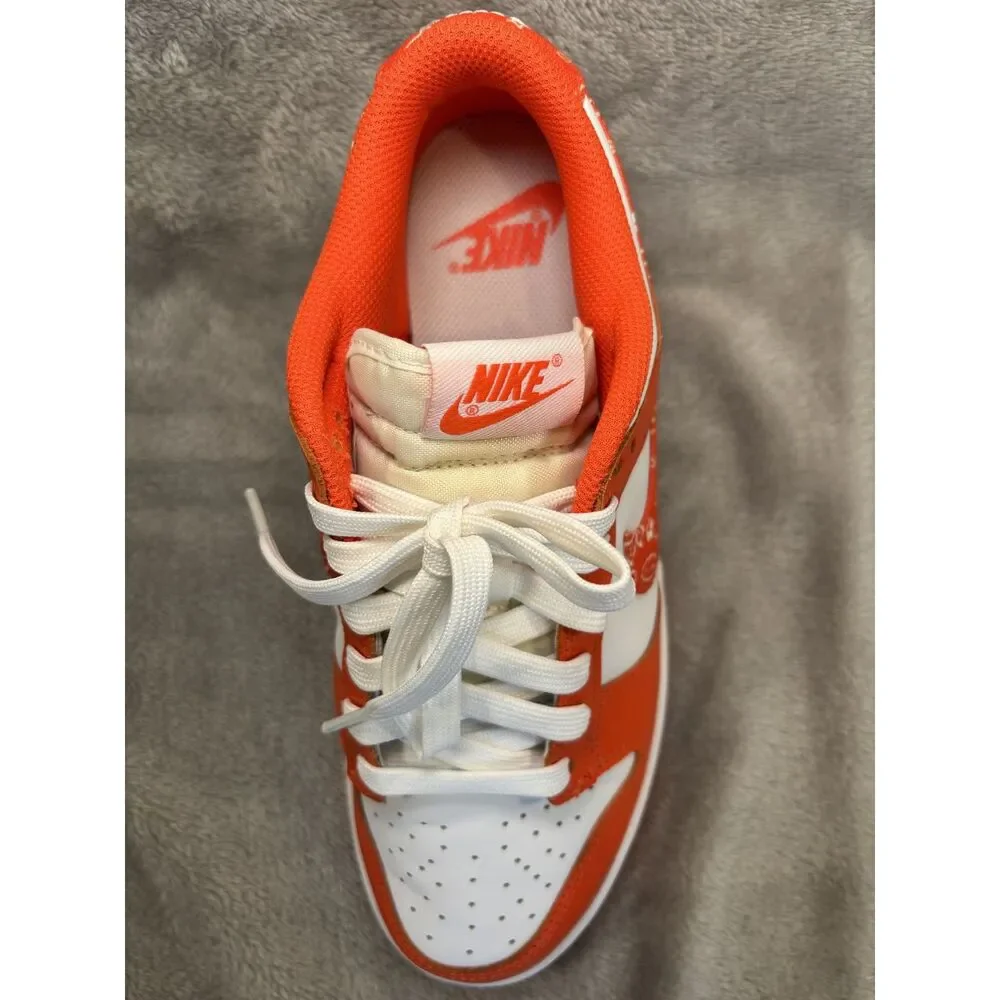 Nike Dunk Low Orange Paisley Color Block Sneakers Size 8W Retro Basketball 80s - Picture 4 of 11